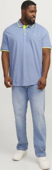 Jack & Jones PAULOS Short Sleeve Polo Light Blue/NEON - Koszulki polo - Koszulki Polo 2XL-8XL