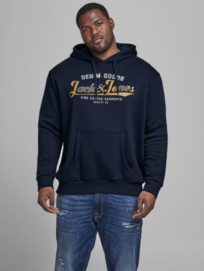 Jack & Jones Elogo Sweat Hood Navy Blazer - Bluzy & bluzy z kapturem - Bluzy & Bluzy z kapturem 2XL-12XL