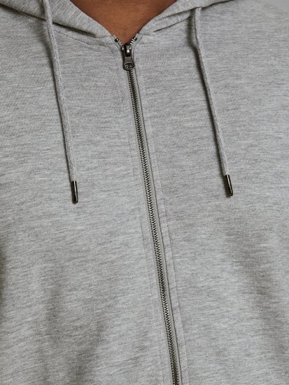 Jack & Jones Basic Sweat Zip Hood Light Grey Melange - Bluzy & bluzy z kapturem - Bluzy & Bluzy z kapturem 2XL-12XL