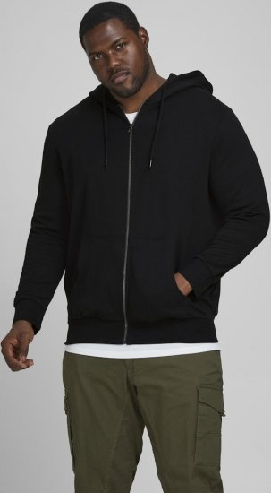 Jack & Jones Basic Sweat Zip Hood Black - Bluzy & bluzy z kapturem - Bluzy & Bluzy z kapturem 2XL-12XL