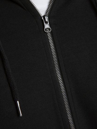 Jack & Jones Basic Sweat Zip Hood Black - Bluzy & bluzy z kapturem - Bluzy & Bluzy z kapturem 2XL-12XL