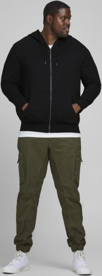 Jack & Jones Basic Sweat Zip Hood Black - Bluzy & bluzy z kapturem - Bluzy & Bluzy z kapturem 2XL-12XL