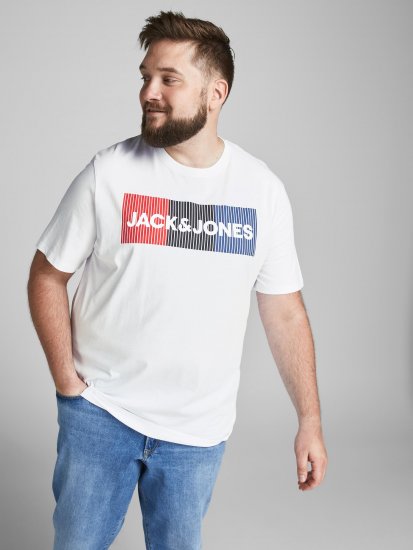 Jack & Jones JJECORP Logo Play T-Shirt White - Koszulki - T-shirty meskie Duże Rozmiary - 2XL-14XL