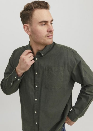 Jack & Jones OXFORD LS Shirt Green - Koszule - Koszule 2XL-10XL