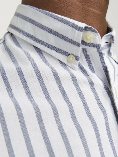 Jack & Jones OXFORD LS Shirt Striped Ensign Blue - Koszule - Koszule 2XL-10XL