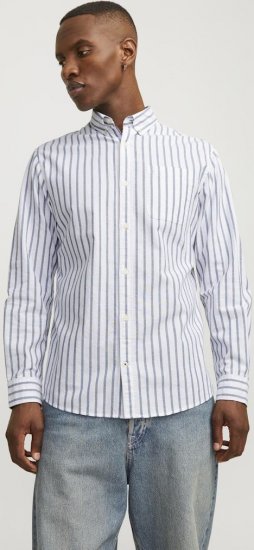 Jack & Jones OXFORD LS Shirt Striped Ensign Blue - Koszule - Koszule 2XL-10XL