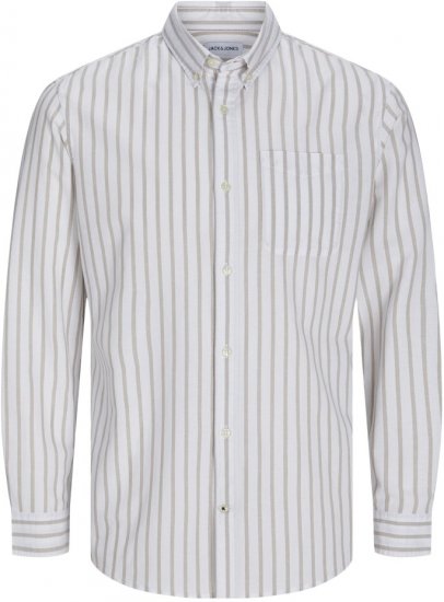 Jack & Jones OXFORD LS Shirt Striped White - Koszule - Koszule 2XL-10XL