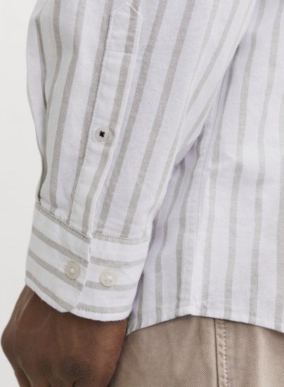 Jack & Jones OXFORD LS Shirt Striped White - Koszule - Koszule 2XL-10XL