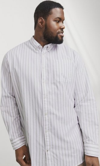 Jack & Jones OXFORD LS Shirt Striped White - Koszule - Koszule 2XL-10XL