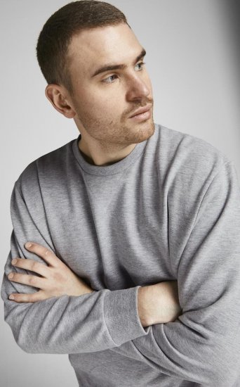 Jack & Jones Basic Sweatshirt Light Grey Melange - Bluzy & bluzy z kapturem - Bluzy & Bluzy z kapturem 2XL-12XL