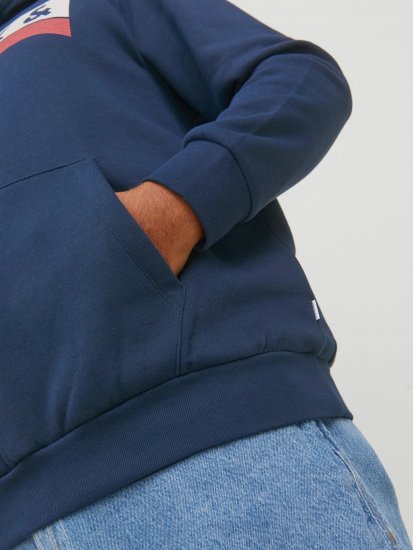 Jack & Jones CORP LOGO PLAY 4 Print Hoodie Navy Blazer - Bluzy & bluzy z kapturem - Bluzy & Bluzy z kapturem 2XL-12XL