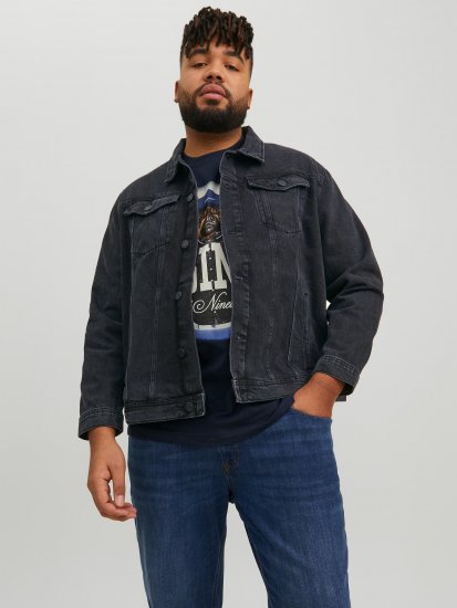 Jack & Jones JJIJEAN Denim Jacket Black Denim - Kurtki Męskie Duże Rozmiary - Kurtki Duże rozmiary 2XL-8XL
