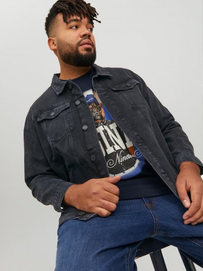 Jack & Jones JJIJEAN Denim Jacket Black Denim - Kurtki Męskie Duże Rozmiary - Kurtki Duże rozmiary 2XL-8XL