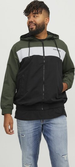 Jack & Jones RUSH Bomber Jacket with Hood Green - Kurtki Męskie Duże Rozmiary - Kurtki Duże rozmiary 2XL-8XL