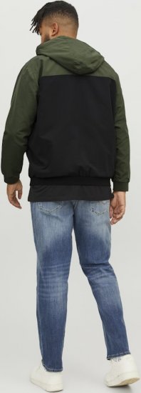 Jack & Jones RUSH Bomber Jacket with Hood Green - Kurtki Męskie Duże Rozmiary - Kurtki Duże rozmiary 2XL-8XL