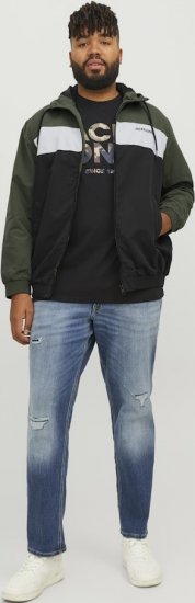 Jack & Jones RUSH Bomber Jacket with Hood Green - Kurtki Męskie Duże Rozmiary - Kurtki Duże rozmiary 2XL-8XL