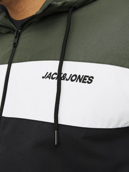 Jack & Jones RUSH Bomber Jacket with Hood Green - Kurtki Męskie Duże Rozmiary - Kurtki Duże rozmiary 2XL-8XL
