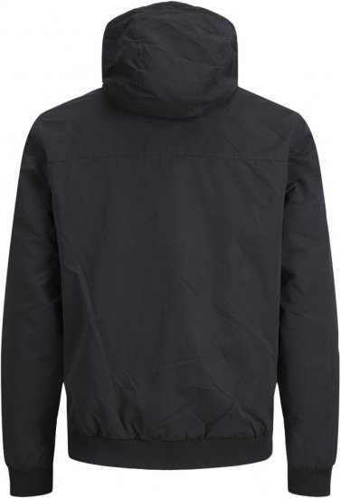 Jack & Jones RUSH SOLID Bomber Jacket with Hood Black - Kurtki Męskie Duże Rozmiary - Kurtki Duże rozmiary 2XL-8XL