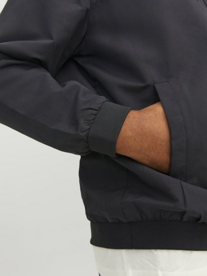 Jack & Jones RUSH SOLID Bomber Jacket with Hood Black - Kurtki Męskie Duże Rozmiary - Kurtki Duże rozmiary 2XL-8XL
