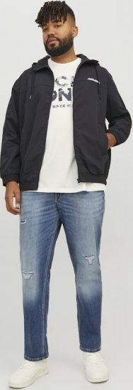 Jack & Jones RUSH SOLID Bomber Jacket with Hood Black - Kurtki Męskie Duże Rozmiary - Kurtki Duże rozmiary 2XL-8XL