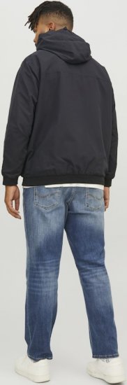 Jack & Jones RUSH SOLID Bomber Jacket with Hood Black - Kurtki Męskie Duże Rozmiary - Kurtki Duże rozmiary 2XL-8XL