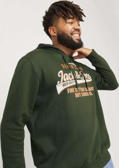 Jack & Jones 2 COL LOGO Hoodie Kombu Green - Bluzy & bluzy z kapturem - Bluzy & Bluzy z kapturem 2XL-12XL