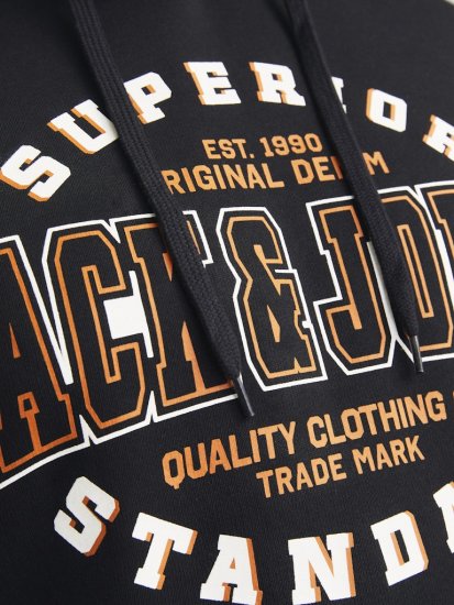 Jack & Jones 2 COL LOGO Hoodie Black - Bluzy & bluzy z kapturem - Bluzy & Bluzy z kapturem 2XL-12XL