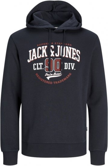 Jack & Jones 2 COL LOGO Hoodie Dark Navy - Bluzy & bluzy z kapturem - Bluzy & Bluzy z kapturem 2XL-12XL