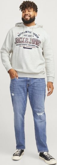 Jack & Jones 2 COL LOGO Hoodie White Melange - Bluzy & bluzy z kapturem - Bluzy & Bluzy z kapturem 2XL-12XL