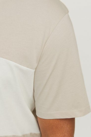 Jack & Jones LEGACY BLOCKING T-Shirt Beige - Koszulki - T-shirty meskie Duże Rozmiary - 2XL-14XL