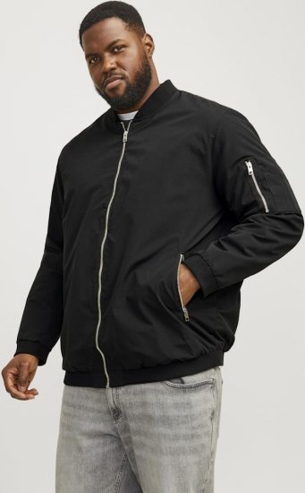 Jack & Jones RUSH Bomber Jacket Black - Kurtki Męskie Duże Rozmiary - Kurtki Duże rozmiary 2XL-8XL