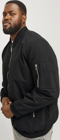 Jack & Jones RUSH Bomber Jacket Black - Kurtki Męskie Duże Rozmiary - Kurtki Duże rozmiary 2XL-8XL