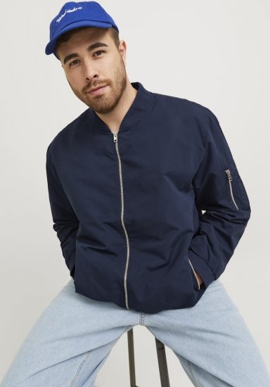 Jack & Jones RUSH Bomber Jacket Navy Blazer - Kurtki Męskie Duże Rozmiary - Kurtki Duże rozmiary 2XL-8XL