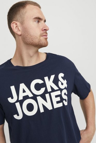 Jack & Jones CORP Logo T-Shirt Navy Blazer - Koszulki - T-shirty meskie Duże Rozmiary - 2XL-14XL