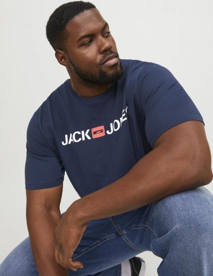 Jack & Jones Corp Logo Crew Neck T-Shirt Navy Blazer - Koszulki - T-shirty meskie Duże Rozmiary - 2XL-14XL