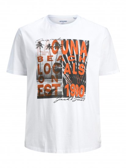 Jack & Jones Rocto T-shirt White - Koszulki - T-shirty meskie Duże Rozmiary - 2XL-14XL