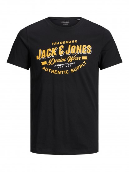 Jack & Jones JJELOGO TEE Black - Koszulki - T-shirty meskie Duże Rozmiary - 2XL-14XL