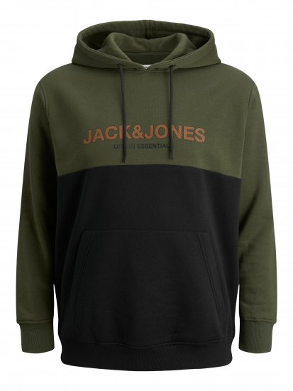 Jack & Jones JJEURBAN BLOCKING SWEAT Forest Green - Bluzy & bluzy z kapturem - Bluzy & Bluzy z kapturem 2XL-12XL