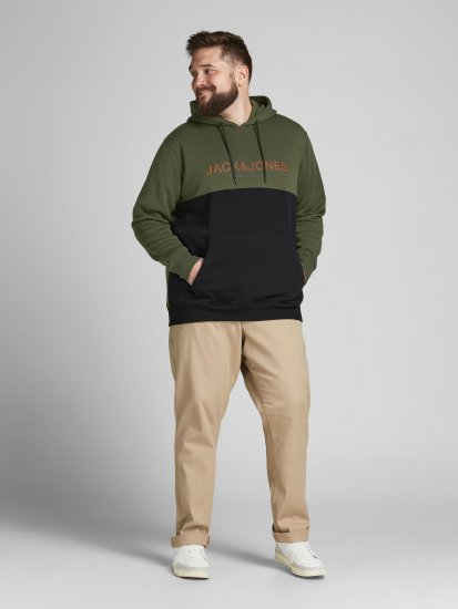 Jack & Jones JJEURBAN BLOCKING SWEAT Forest Green - Bluzy & bluzy z kapturem - Bluzy & Bluzy z kapturem 2XL-12XL
