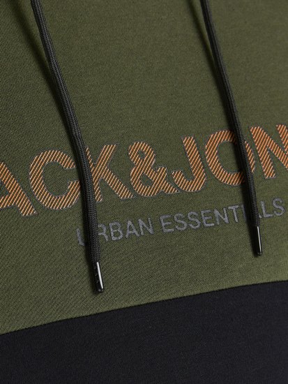 Jack & Jones JJEURBAN BLOCKING SWEAT Forest Green - Bluzy & bluzy z kapturem - Bluzy & Bluzy z kapturem 2XL-12XL