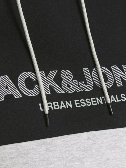 Jack & Jones JJEURBAN BLOCKING SWEAT Black - Bluzy & bluzy z kapturem - Bluzy & Bluzy z kapturem 2XL-12XL