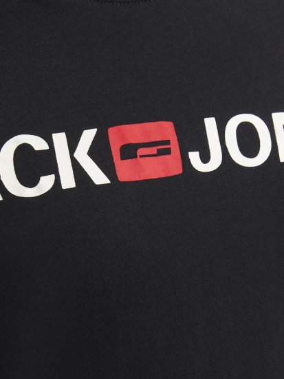 Jack & Jones Corp Logo Crew Neck T-Shirt Black - Koszulki - T-shirty meskie Duże Rozmiary - 2XL-14XL