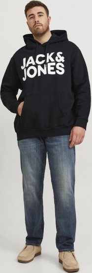Jack & Jones CORP LOGO Large Print Hoodie Black - Bluzy & bluzy z kapturem - Bluzy & Bluzy z kapturem 2XL-12XL