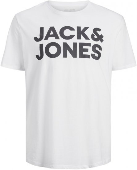 Jack & Jones CORP Logo T-Shirt White w Large Black Print - Koszulki - T-shirty meskie Duże Rozmiary - 2XL-14XL