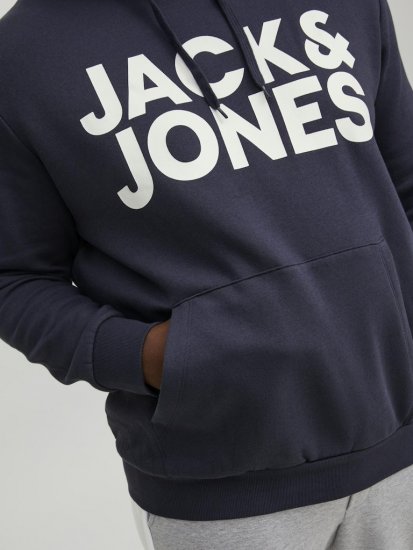 Jack & Jones CORP LOGO Large Print Hoodie Navy Blazer - Bluzy & bluzy z kapturem - Bluzy & Bluzy z kapturem 2XL-12XL