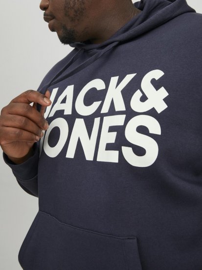 Jack & Jones CORP LOGO Large Print Hoodie Navy Blazer - Bluzy & bluzy z kapturem - Bluzy & Bluzy z kapturem 2XL-12XL