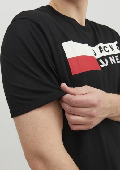 Jack & Jones CORP Logo T-Shirt Black/PLAY 4 - Koszulki - T-shirty meskie Duże Rozmiary - 2XL-14XL