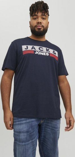 Jack & Jones CORP Logo T-Shirt Navy/PLAY 4 - Koszulki - T-shirty meskie Duże Rozmiary - 2XL-14XL