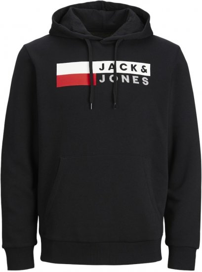 Jack & Jones CORP LOGO PLAY 4 Print Hoodie Black - Bluzy & bluzy z kapturem - Bluzy & Bluzy z kapturem 2XL-12XL