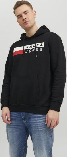 Jack & Jones CORP LOGO PLAY 4 Print Hoodie Black - Bluzy & bluzy z kapturem - Bluzy & Bluzy z kapturem 2XL-12XL